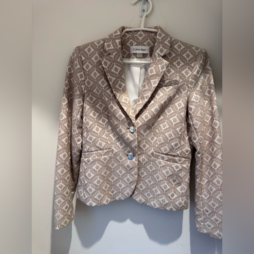 Calvin Klein Taupe Patterned Women’s Blazer